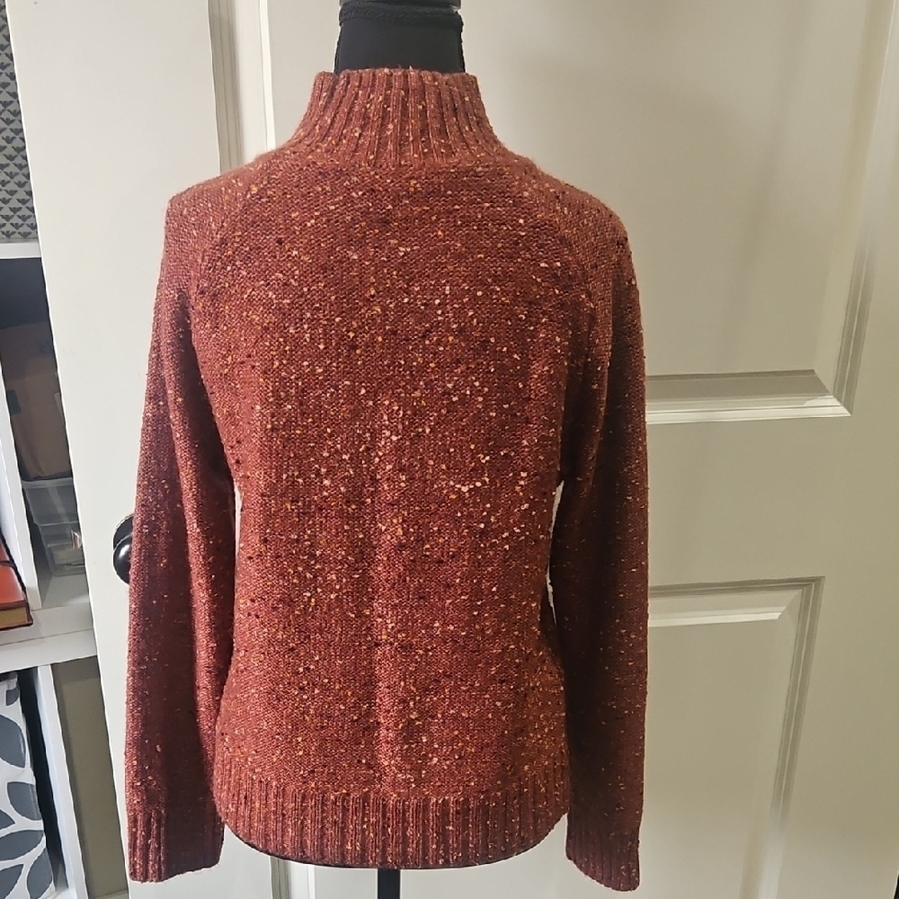 LOFT Rich Rust Colored Ribbed Cowl Neck Sweater Size Small- Like NEW - Picture 9 of 9